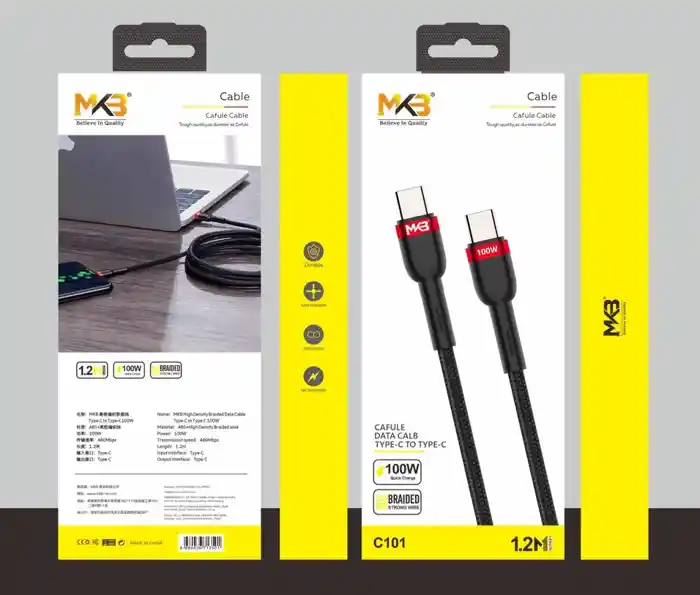 MKB C101 Braided 100W TYPE-C To TYPE-C Cable